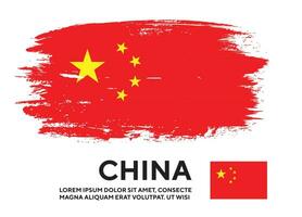 Kina grunge textur färgrik flagga design vektor