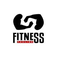 Zwei Hände zeigen Bizeps für das Logo des Fitnessstudios. Fitness-Logo-Vektorvorlage. vektor