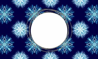 Winterhintergrundrahmen mit dem Bild von blauen Schneeflocken mit stilisierter Textureffektform für Text vektor