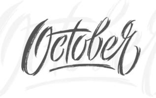 oktober typografi på vit bakgrund. modern borsta kalligrafi. vektor text för social media baner, hälsning kort, affisch, flygblad. vektor illustration.