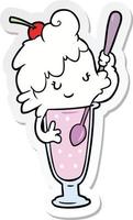 Aufkleber eines Cartoon-Eiscreme-Soda-Mädchens vektor