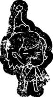 Cartoon verzweifelte Ikone eines untoten Vampirmädchens mit Weihnachtsmütze vektor
