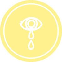 Kreisförmiges Symbol für weinendes Auge vektor