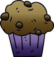 skurriler Farbverlauf schattierter Cartoon-Schokoladen-Muffinkuchen vektor