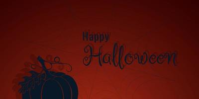 happy halloween dunkelrotes banner mit web und silhouette kürbishand gezeichnet. vektor