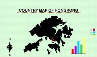 vektor Karta av hongkong med rutnät bakgrund. åtföljs med diagram grafik