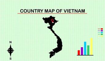 Vektorkarte von Vietnam mit Rasterhintergrund. mit Diagrammgrafiken begleitet vektor