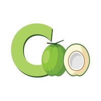 Buchstabe c Alphabet Früchte Kokosnuss, Clipart-Vektor, Illustration isoliert auf weißem Hintergrund vektor