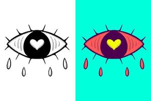 auge liebe illustration hand gezeichneter cartoon vintage style vektor