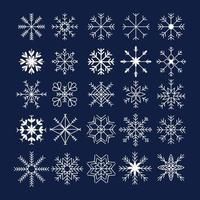 Satz von 25 weißen Schneeflocken, Weihnachtskollektion - Vektor