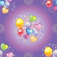 Nahtloses Muster mit bunten Luftballons auf lila Hintergrund vektor