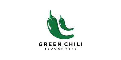 grünes Chili-Logo-Design mit kreativem Konzept-Premium-Vektor vektor