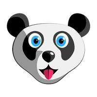 tecknad serie stor panda huvud isolerat. vektor