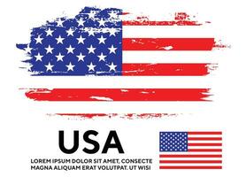 färgrik urblekt grunge textur USA flagga design vektor