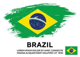 neuer bunter Grunge-Textur-Brasilien-Flagge-Design-Vektor vektor