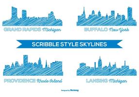 Scribble style city skylines vektor