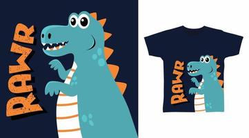 söt dinosaurie rawr design vektor illustration redo för skriva ut på tees.