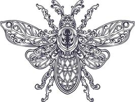 elegante Flourish-Insekten-Ornament-Silhouette vektor