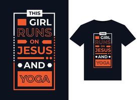 dieses mädchen läuft auf jesus und yoga illustration für druckfertige t-shirt design vektor