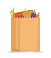 vektor illustration av en papper väska med frukt och grönsaker. färsk och friska frukt och grönsaker.