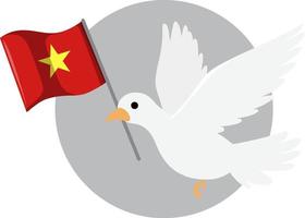 vietnam-flagge mit weißem taubenvogel vektor