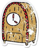 Distressed Sticker Cartoon Doodle einer altmodischen Uhr vektor
