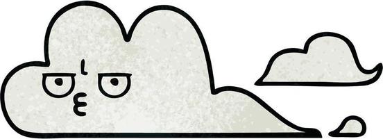 Retro-Grunge-Textur Cartoon weiße Wolke vektor