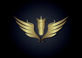 goldene luxus-pegasus-modell-vektorillustration. goldenes Mockup-Pegasus-Design vektor