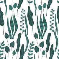 grön löv sömlös mönster isolerat vektor illustration. växt bakgrund.