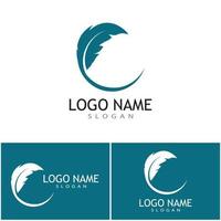 Feder-Ilustration-Logo-Vektor-Template-Design vektor