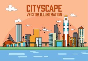 Free Peach Linear City Vektor-Illustration vektor