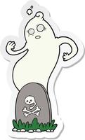 klistermärke av en läskigt tecknad serie grav med stigande spöke vektor
