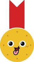 flache farbe retro cartoon goldmedaille vektor