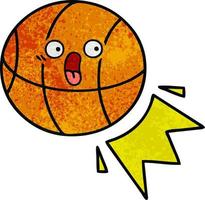 Retro-Grunge-Textur-Cartoon-Basketball vektor