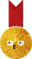 Cartoon-Goldmedaille im Retro-Illustrationsstil vektor