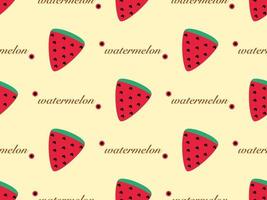 vattenmelon tecknad serie karaktär sömlös mönster på gul bakgrund vektor