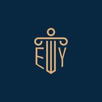 ey första för lag fast logotyp, advokat logotyp med pelare vektor