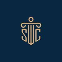 sc första för lag fast logotyp, advokat logotyp med pelare vektor