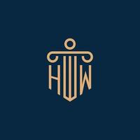 H w första för lag fast logotyp, advokat logotyp med pelare vektor
