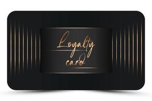 modern lojalitet kort mall. elegant svart företag kort med gyllene 3d text, rader. lyx design. vektor illustration för vip, bonus kort, gåva certifikat, inbjudan
