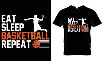 äta sömn basketboll upprepa t-shirt design grafisk. vektor