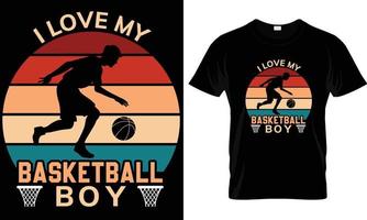 jag kärlek min basketboll pojke t-shirt design grafisk. vektor