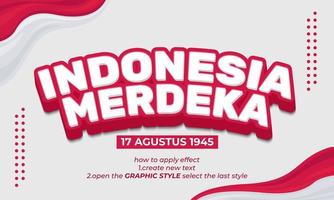 indonesien merdeka 3d-texteffekt, typografie vektor
