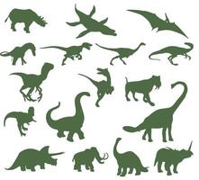 uppsättning av silhuetter av gammal dinosaurier vektor