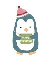 Illustration für eine Weihnachtskarte. niedlicher Cartoon-Pinguin. Fröhliche Weihnachten. vektor