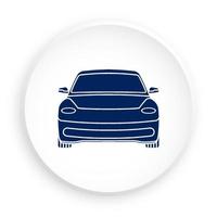 Auto-Symbol im Neomorphismus-Stil auf weißem Hintergrund. Autofahren, Wartung im Servicecenter. Verkehrssicherheit. Vektor
