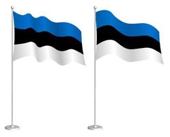 estniska flagga på flaggstång vinka i de vind. Semester design element. kontrollstation för Karta symboler. isolerat vektor på vit bakgrund