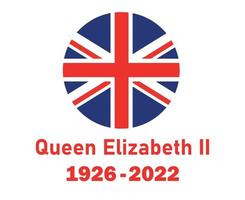 britisches Flaggenemblem des Vereinigten Königreichs und Königin Elizabeth 1926 2022 rotes nationales Europa-Ikonenvektorillustrations-Zusammenfassungsgestaltungselement vektor