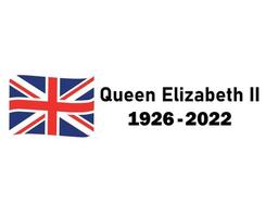 queen elizabeth 1926 2022 schwarz und britisch das vereinigtes königreich flagge band national europa emblem symbol vektor illustration abstraktes design element