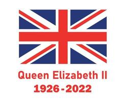 Britische Flagge des Vereinigten Königreichs und Queen Elizabeth 1926 2022 rot national Europa Emblem Symbol Symbol Vektor Illustration abstraktes Gestaltungselement